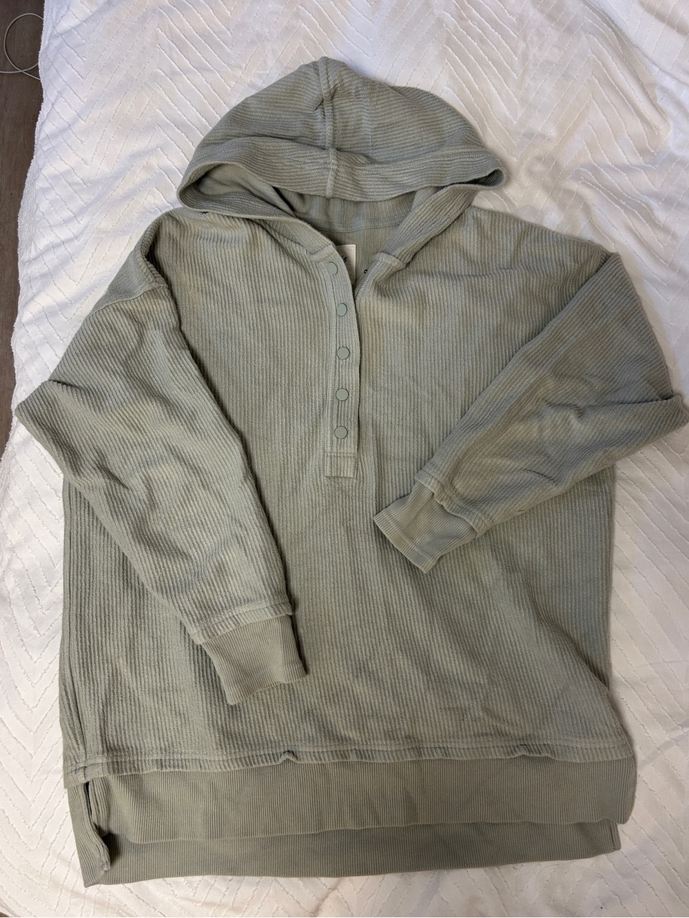 Aerie Hooded Waffle Henley - Sage
